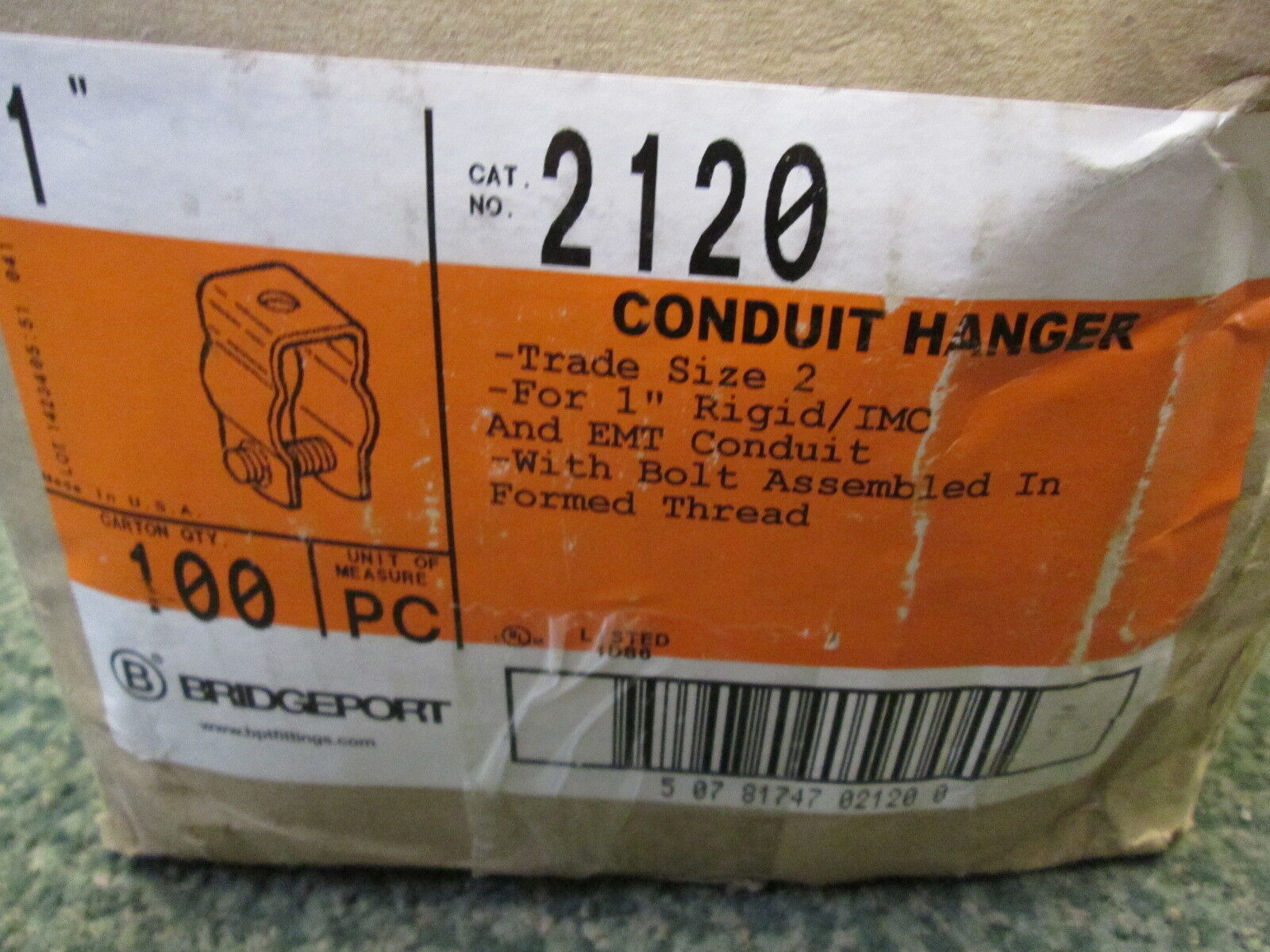 Bridgeport Conduit Hanger 2120 Size: 1" Trade Size: 2 "Approx. 100" New Surplus