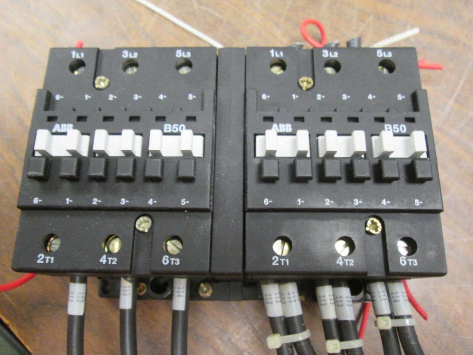 ABB Reversing Contactor B50 120V Coil 65A 600V w/ (2) Aux Contacts Used