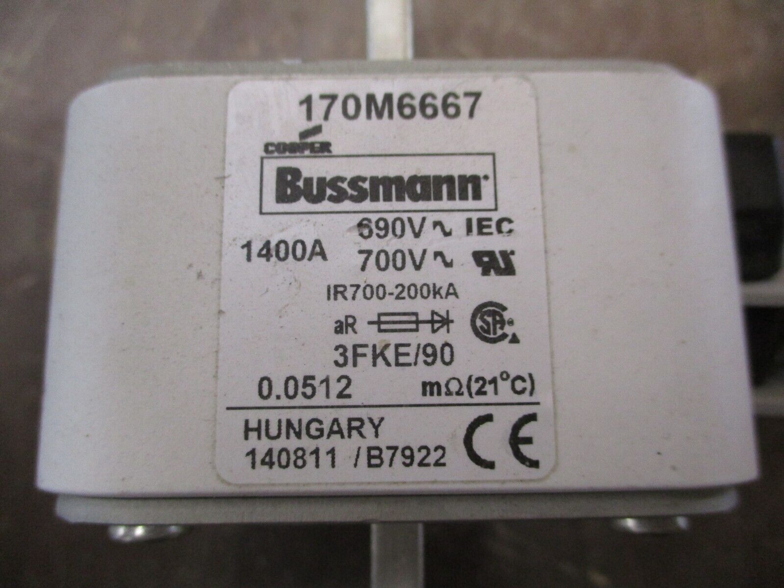 Cooper Bussmann Fuse 170M6667 1400A 700V Used