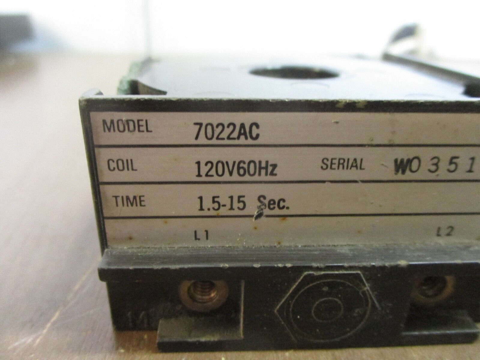Agastat Timer Coil 7022AC 120V@60Hz Used