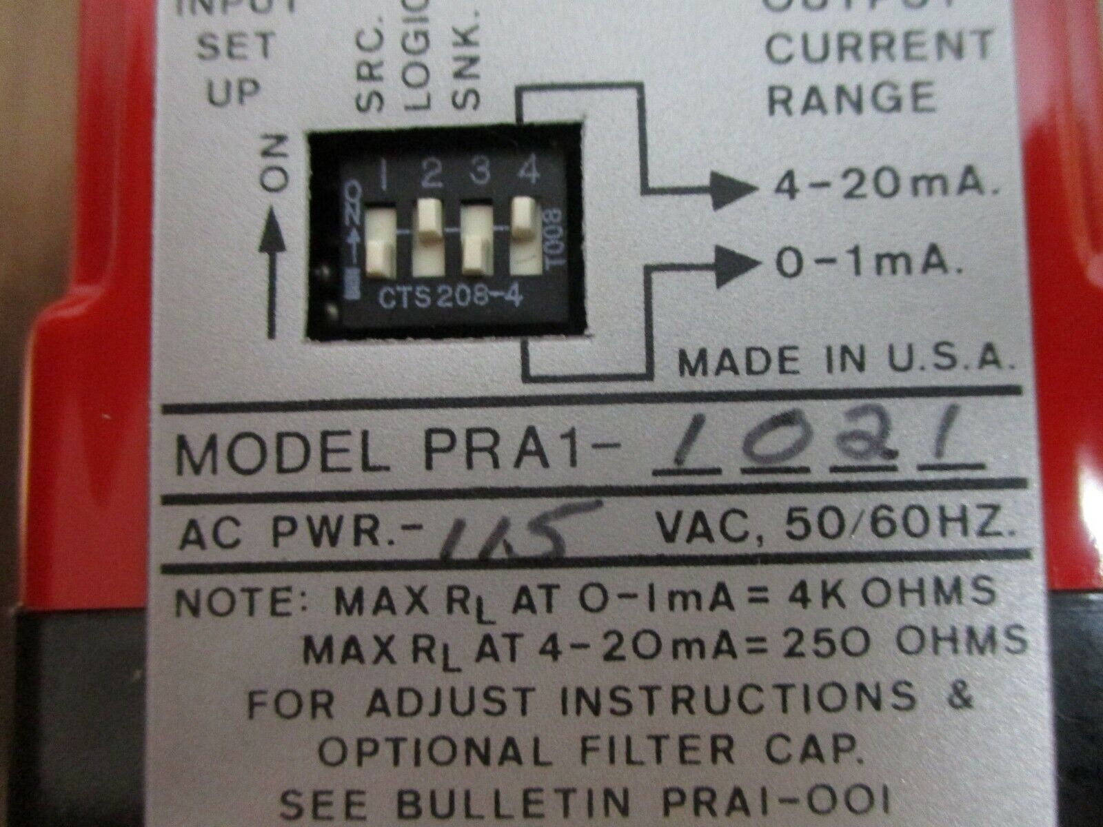 Red Lion Controls Pulse Rate Converter PRA11021 New Surplus