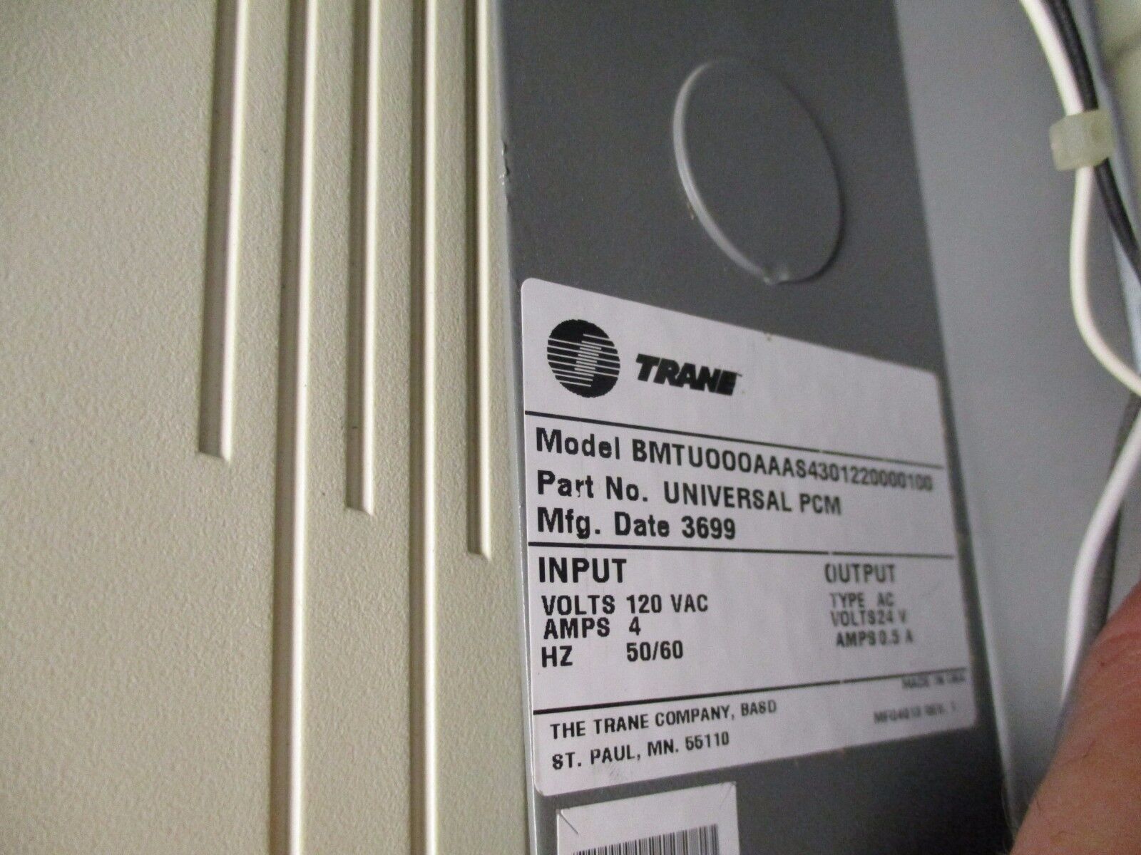 Trane Universal PCM BMTU000AAAS4301220000100 Input: 120VAC 4A Output: 24VAC 0.5A