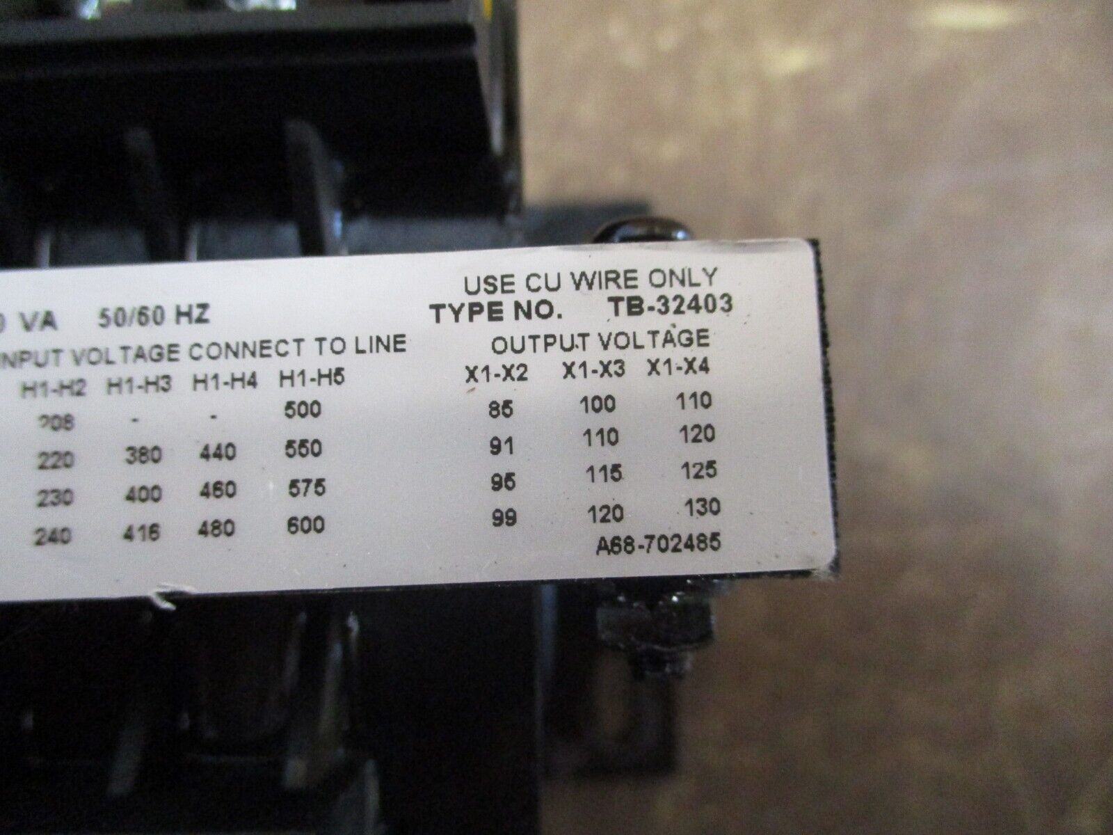 Acme Transformer Control Transformer TB-32403 50VA Pri: 208/240/480/600V 50/60Hz