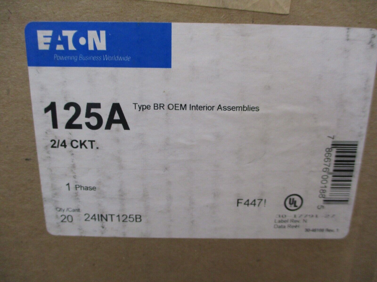 Eaton Type BR OEM Interior Assembly 24INT125B 125A 2/4Ckt *Box of 20*
