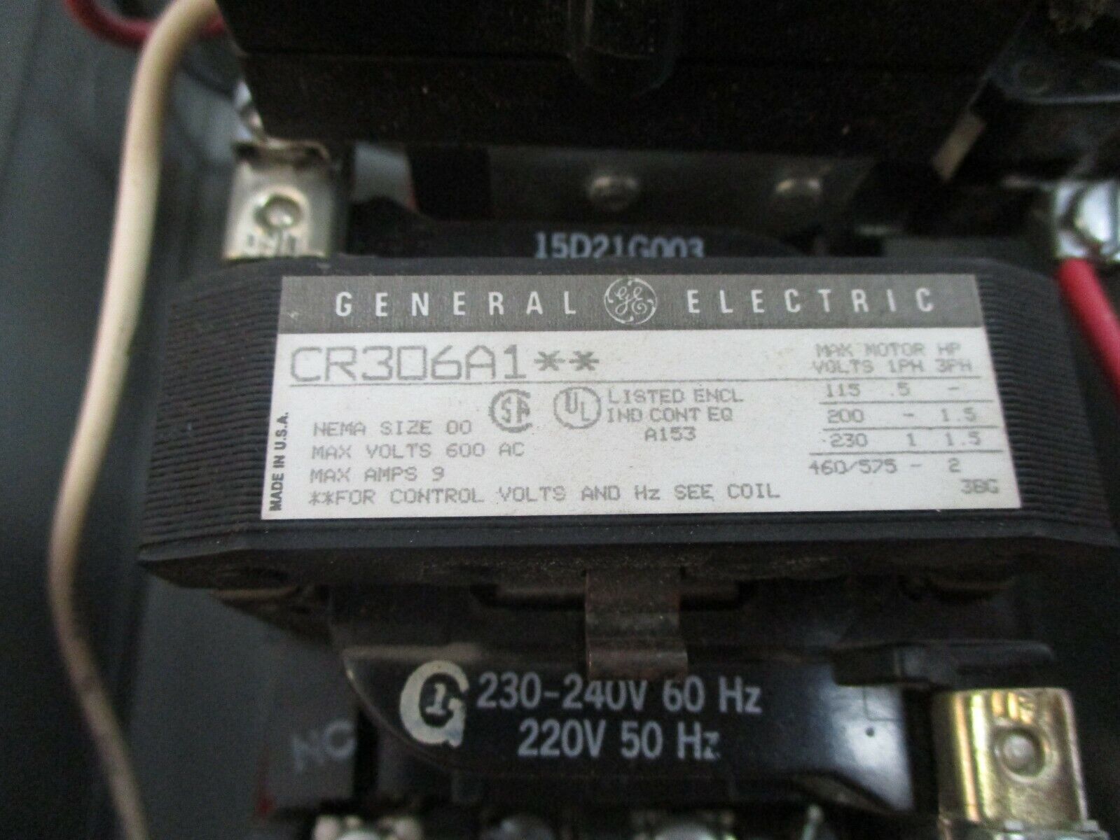 GE Enclosed Size 00 Starter CR306A1** 230-240V Coil 9A 600VAC Type 1 Enclosure