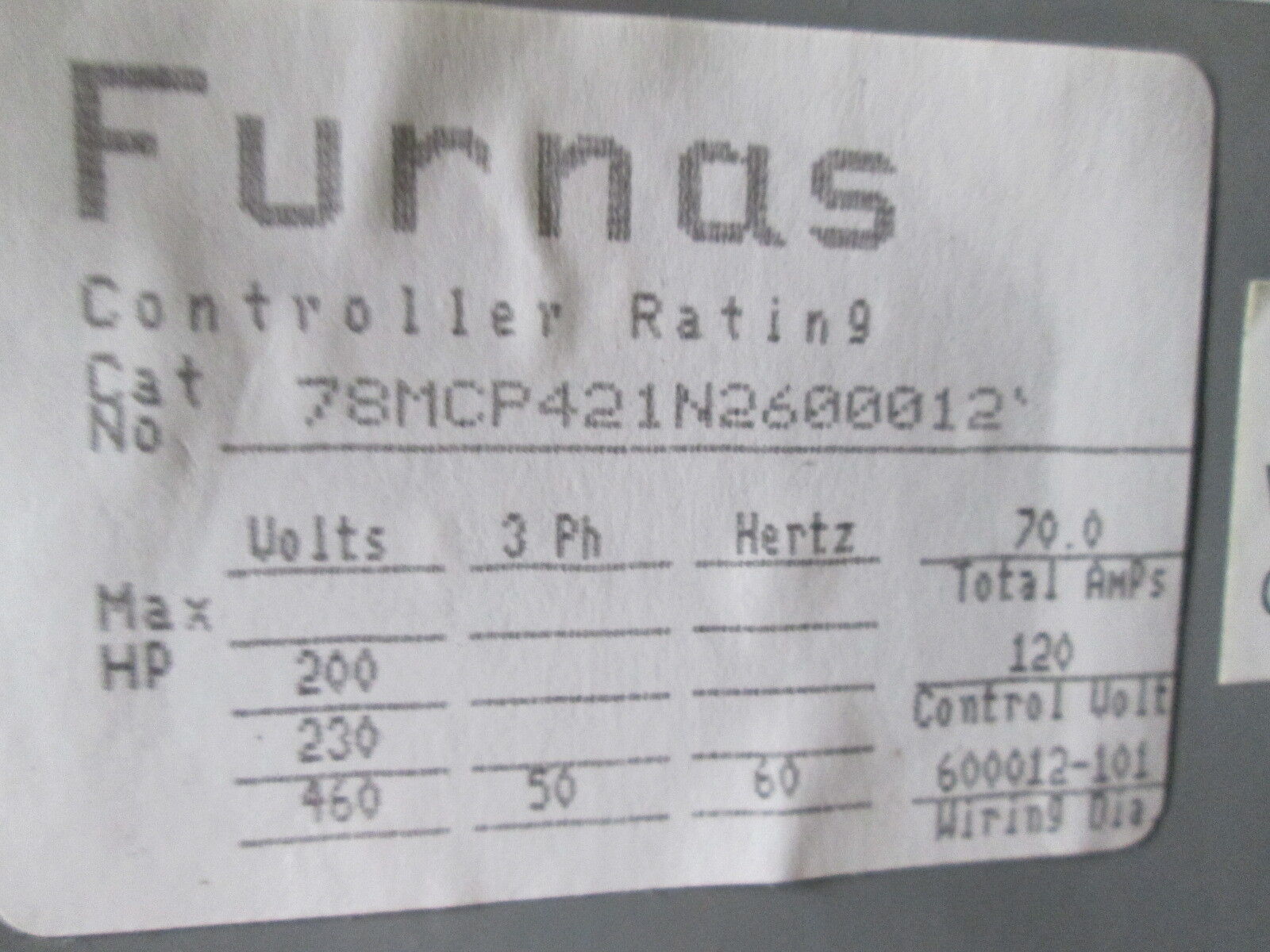 Furnas AC Drive 78MCP421N2600012 50HP Used