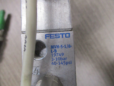 Festo Solenoid Valve MVH-5-1/8-L-B 40-145PSI Used