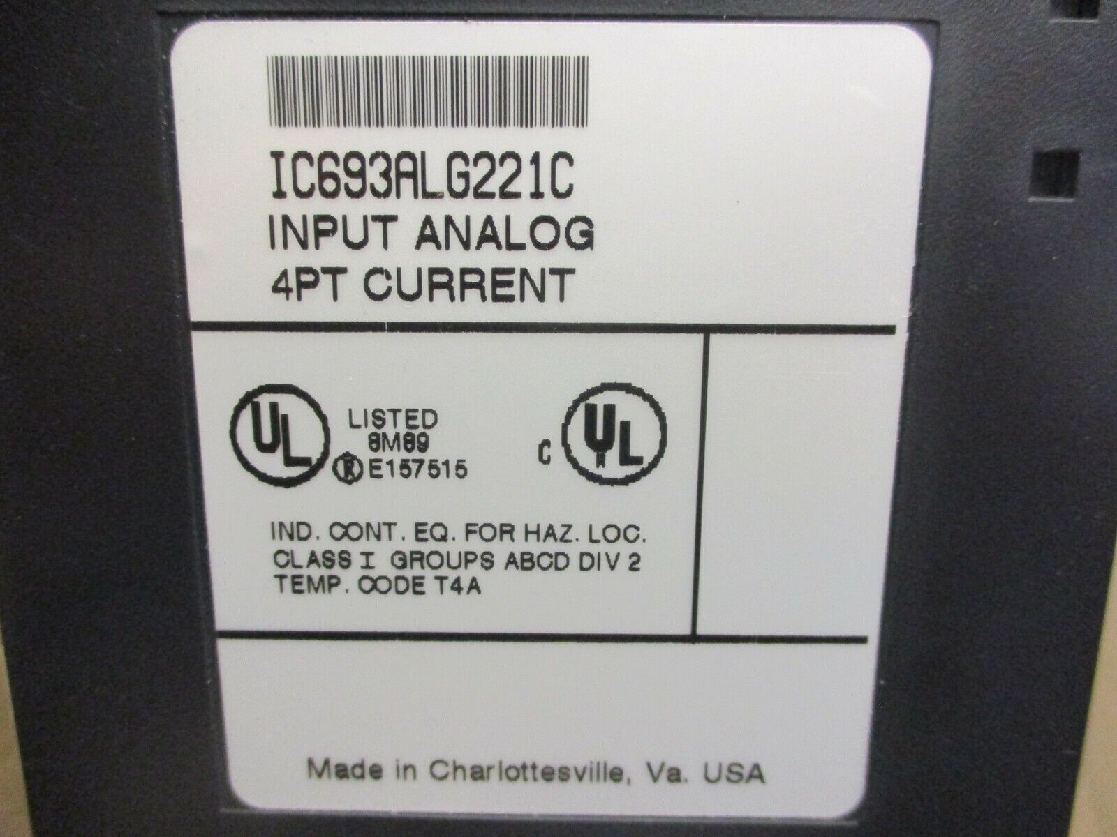 GE Fanuc Analog Input Module IC693ALG221C 4PT Current *No Terminal Cover* Used