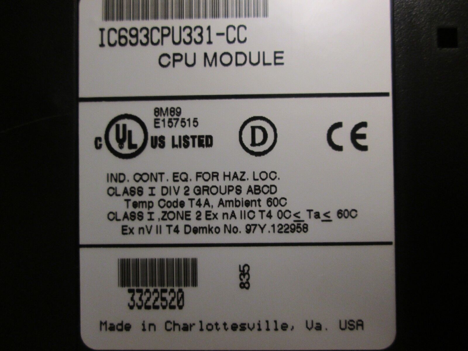 GE Fanuc CPU 331 Module IC693CPU331-CC Used