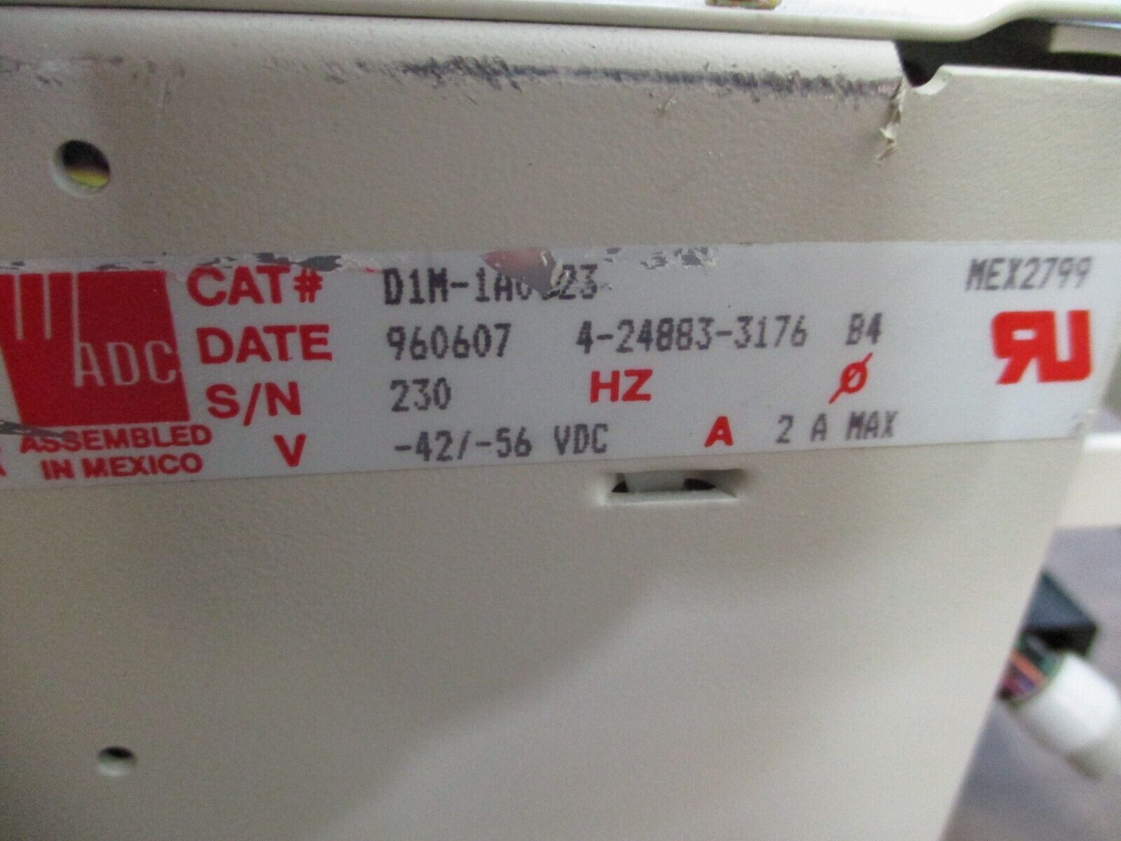 ADC DSX-1 Cross Connect D1M-1A0023 42/56VDC 2A Used