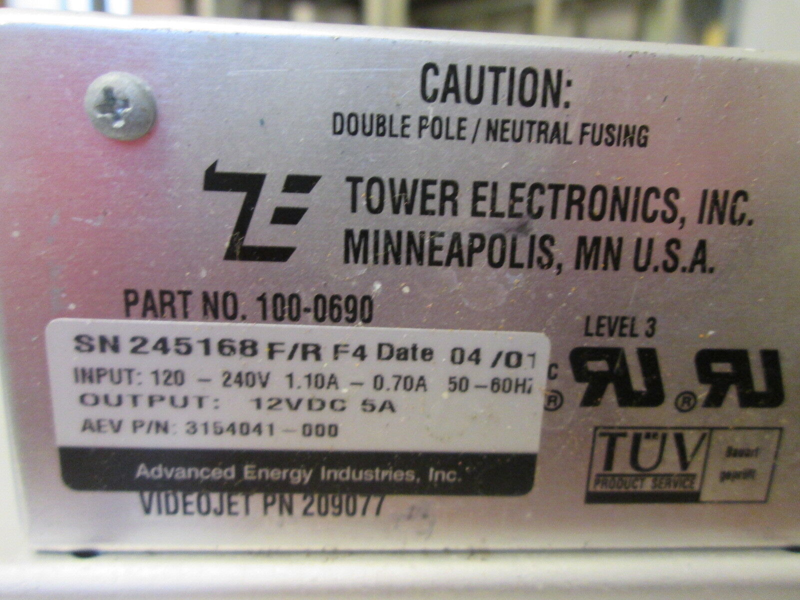 Tower Electronics Power Supply 100-0690 Used