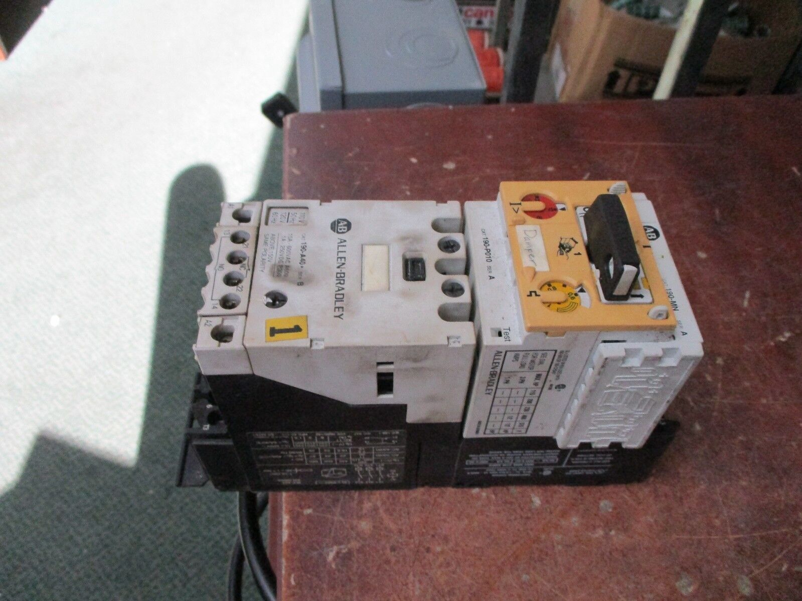 Allen-Bradley Starter 190-A40*/190-P010 120V Coil 600V Trip: 10-14A Used