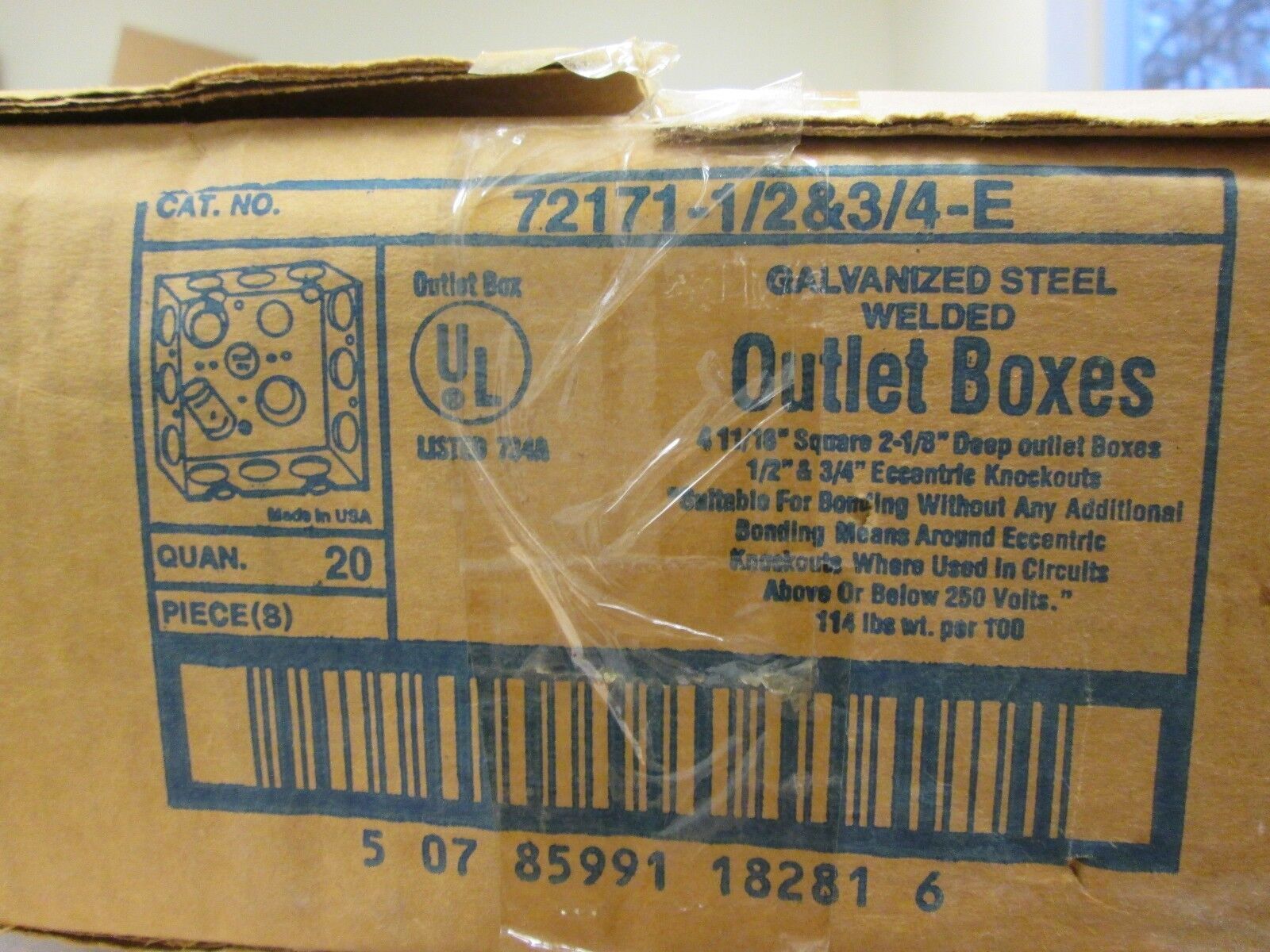 Thomas & Betts Outlet Box 72171-1/2&3/4-E Box of 20 New Surplus