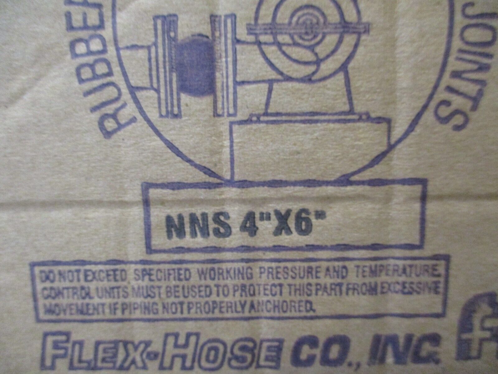 Flex-Hose Flexzorber Expansion Joint NNS 4" x 6" Size: 4" x 6" New Surplus