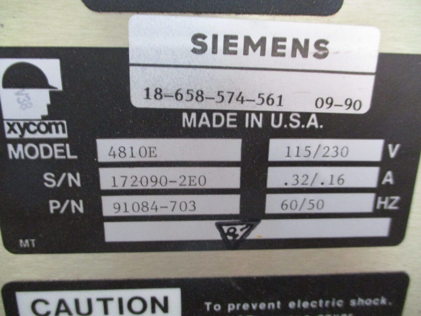 Siemens 4810E Power Monitor Panel 91084-703 115/230V 0.32/0.16A 60/50Hz Used