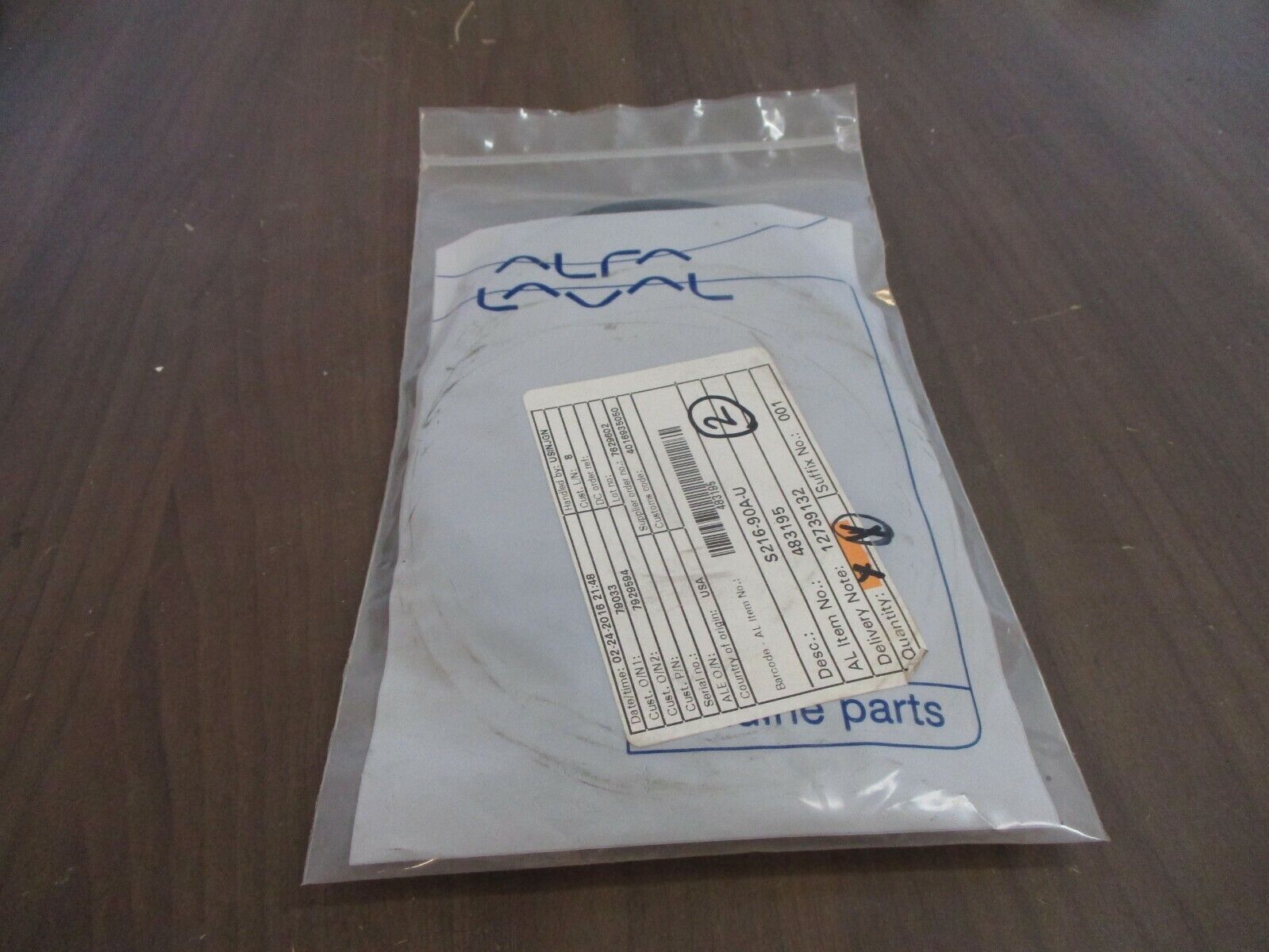 Alfa Laval Gasket S216-90A-U *Lot of 2* New Surplus