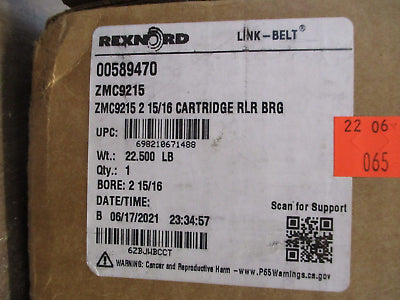 Rexnord Link-Belt ZMC9215 Roller Bearing Cartridge 00589470 Bore: 2-15/16
