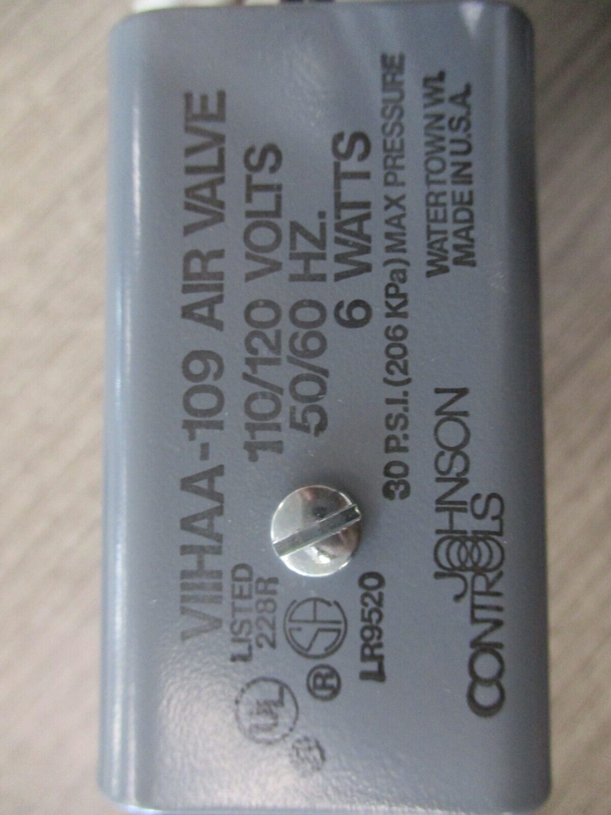 Johnson Controls Air Valve VIIHAA-109 110/120V 50/60Hz 6W 30PSI Used