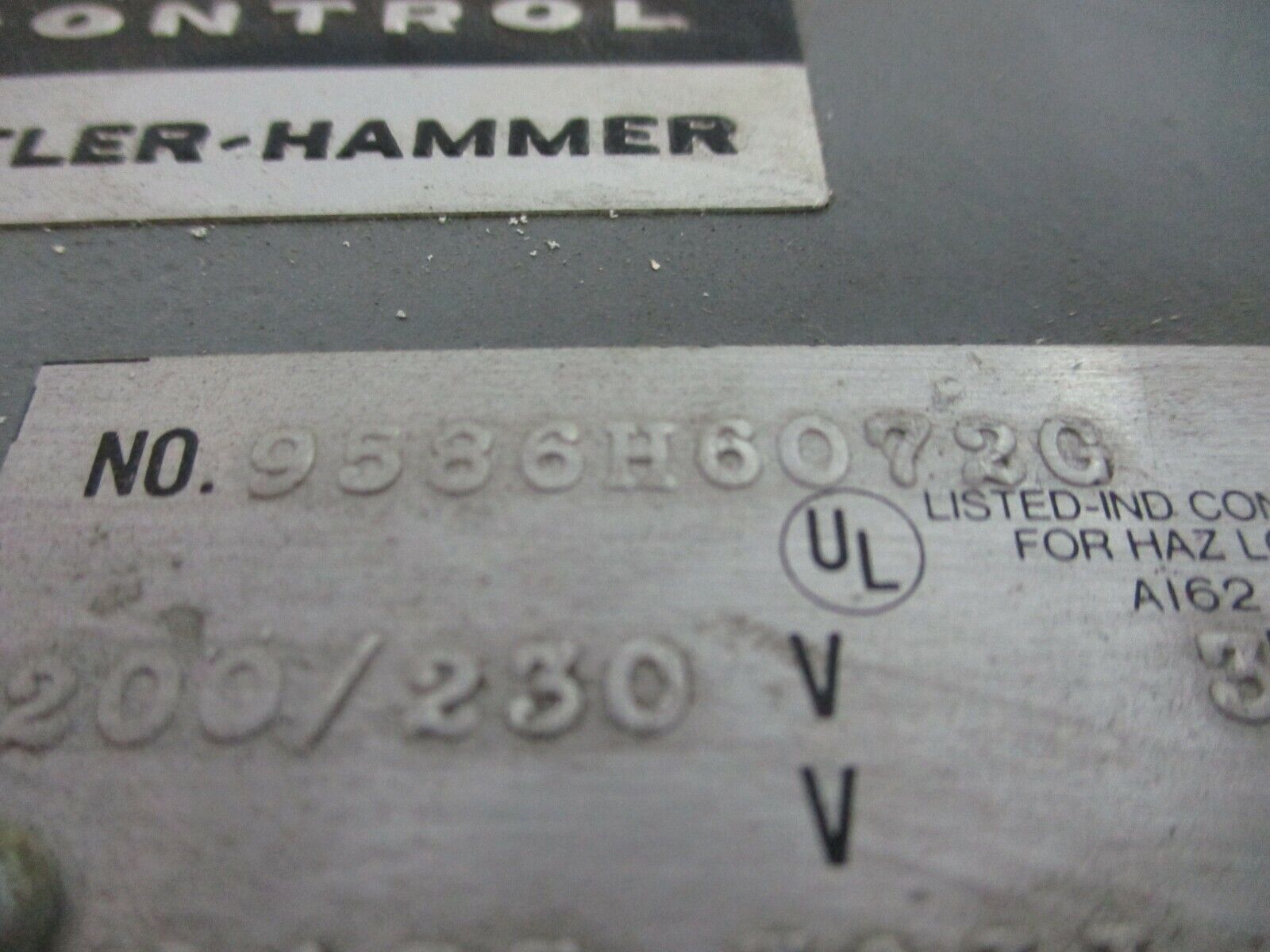 Cutler-Hammer Explosion Proof Starter 9586H6072G 3HP 200/230V 3ph 3W 50/60Hz