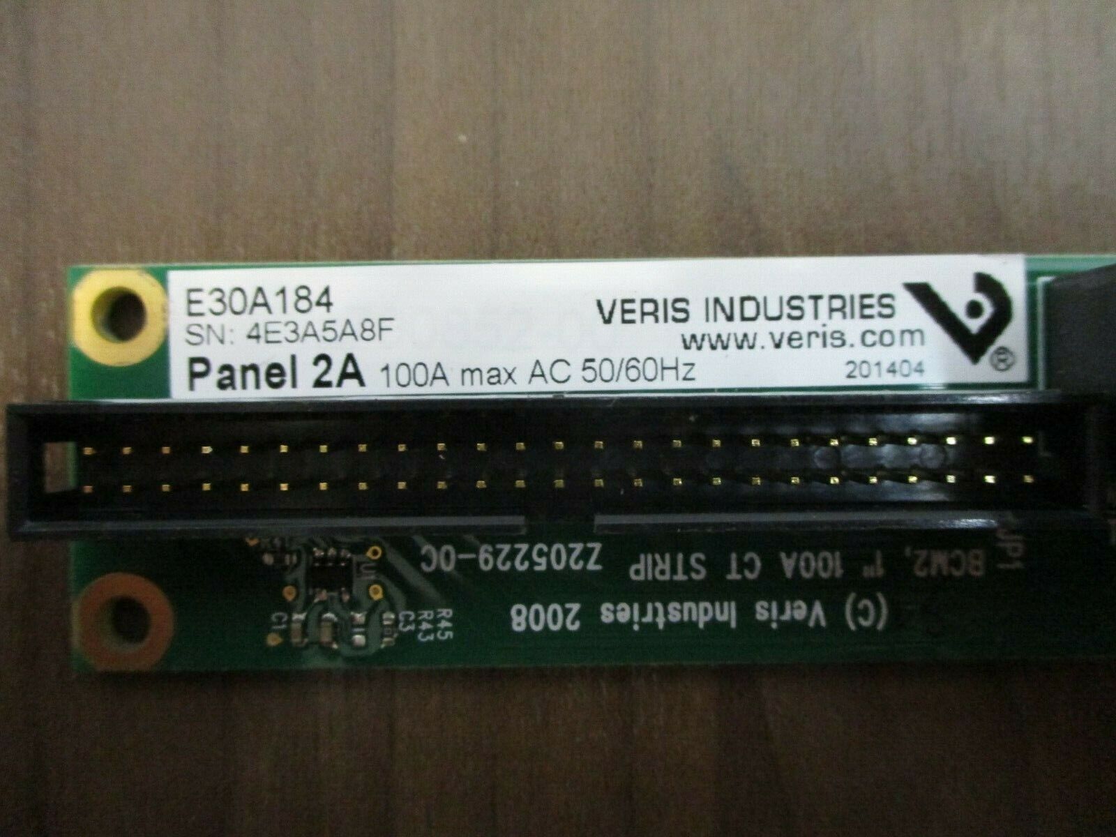 Veris Panel 2A CT Strip E30A184 100A 50/60Hz Used
