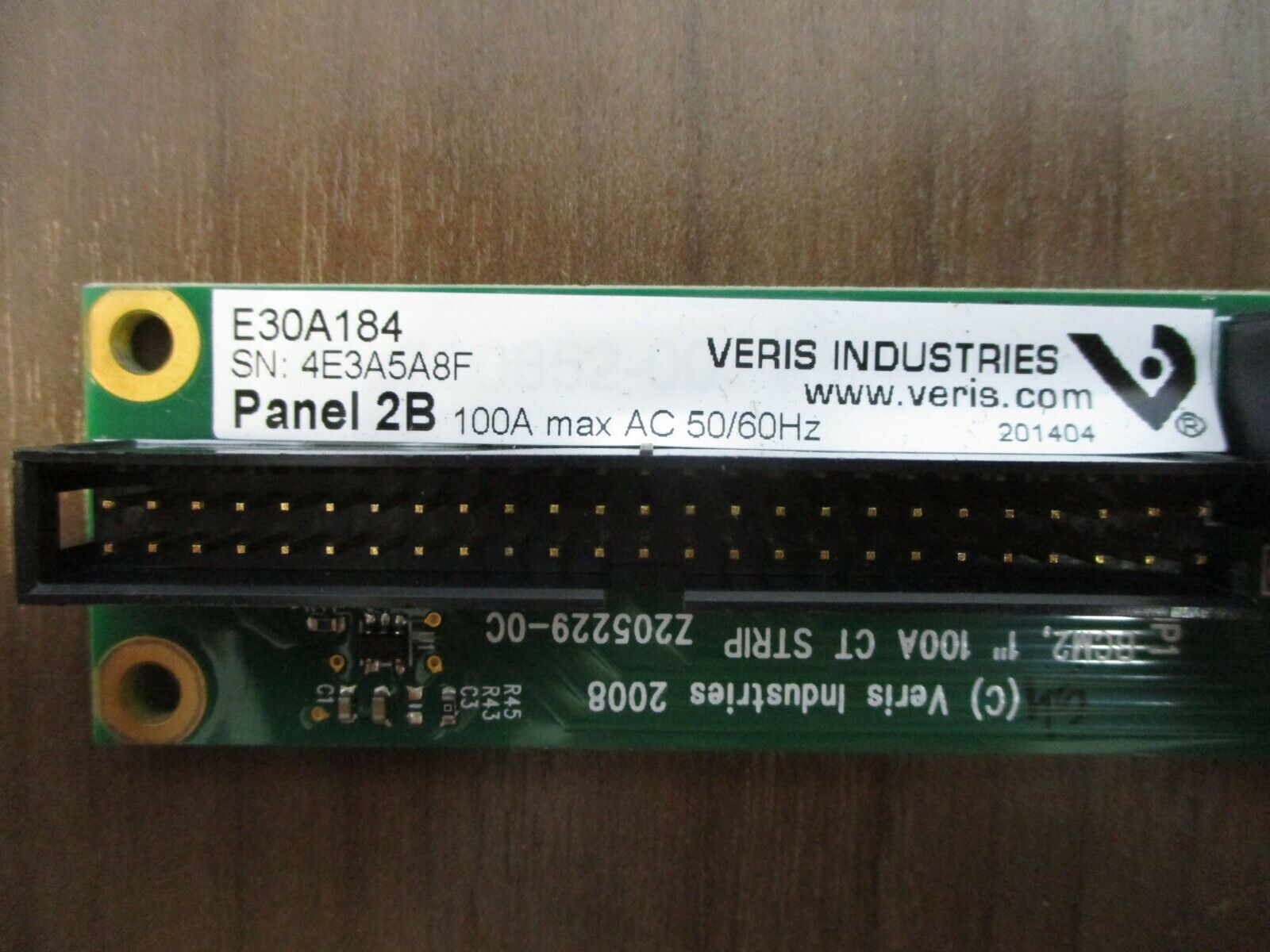 Veris Panel 2B CT Strip E30A184 100A 50/60Hz Used