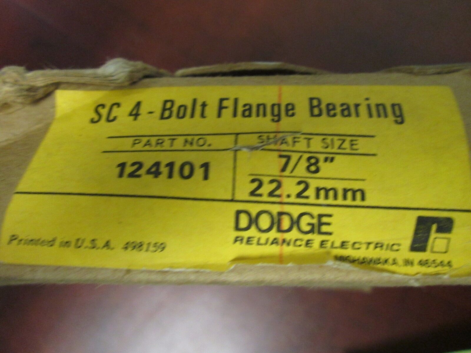 Dodge SC 4-Bolt Flange Bearing 124101 7/8" Shaft Size