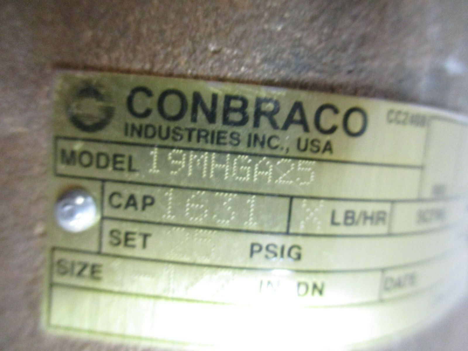 Conbraco Relief Valve 19MHGA25 Size: 1 1/2 25 PSIG 1361 lb/hr Used