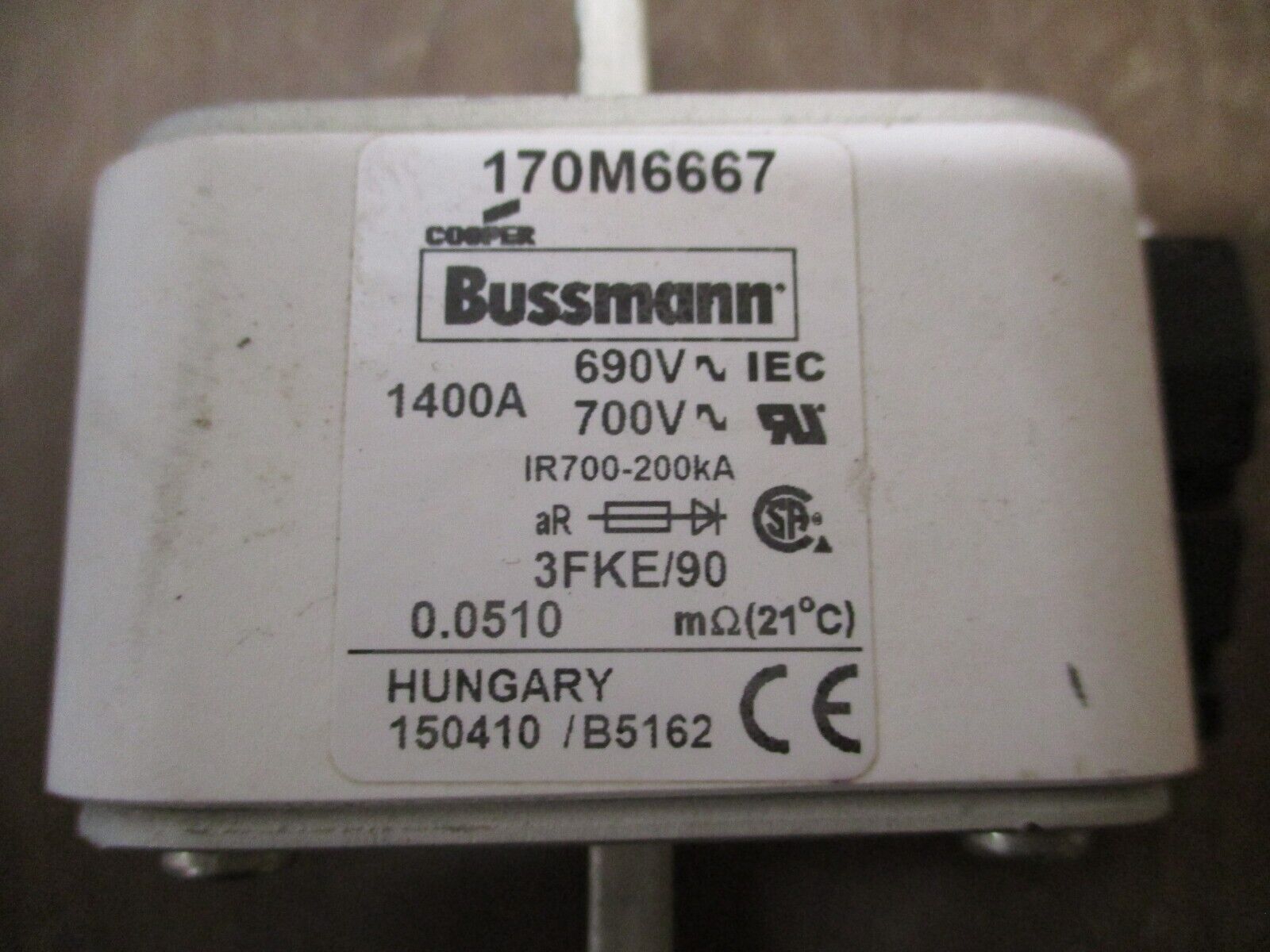 Cooper Bussmann Fuse 170M6667 1400A 700V Used