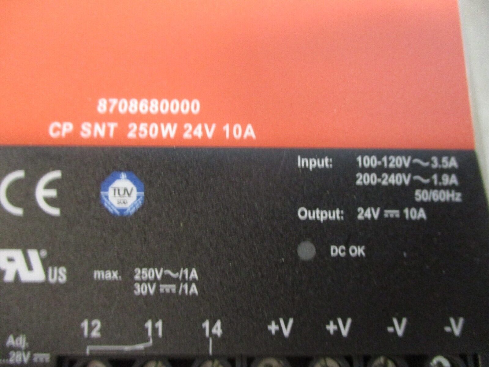 Weidmuller ConnectPower Power Supply 8708680000 250W Output: 24V 10A Used