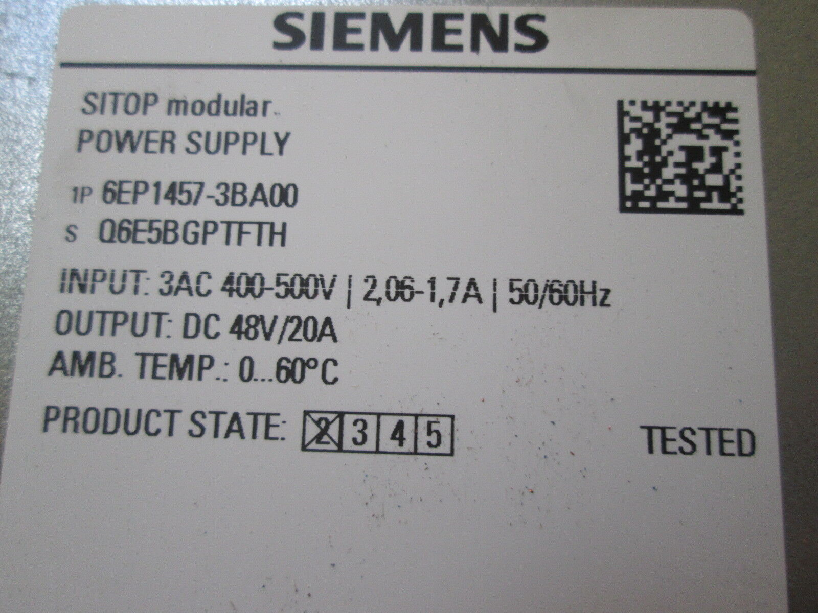 Siemens SITOP PSU300M modular Power Supply 6EP1457-3BA00 Used