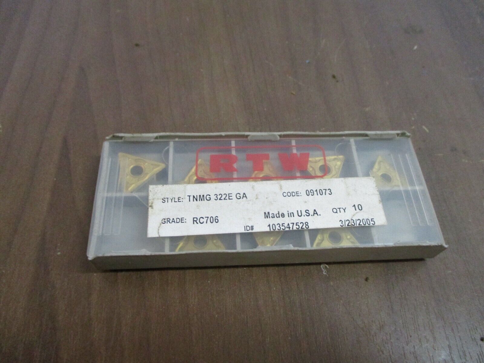 RTW Carbide Turning Insert TNMG 322E GA Grade: RC706 *Lot of 8* New Surplus