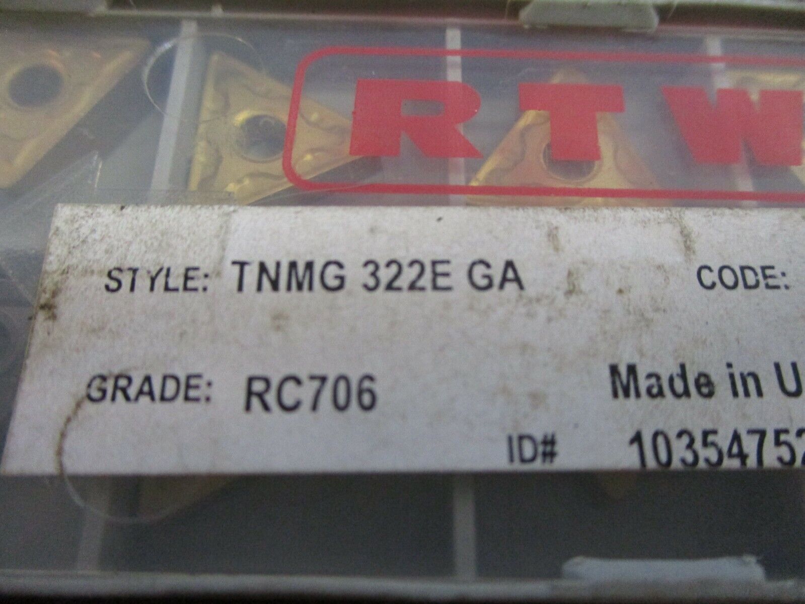 RTW Carbide Turning Insert TNMG 322E GA Grade: RC706 *Lot of 8* New Surplus