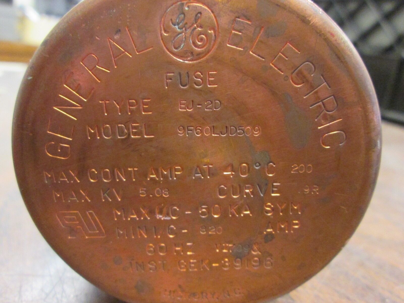 GE Fuse 9F60LJD509 5.08 Max KV 9R Amps Used