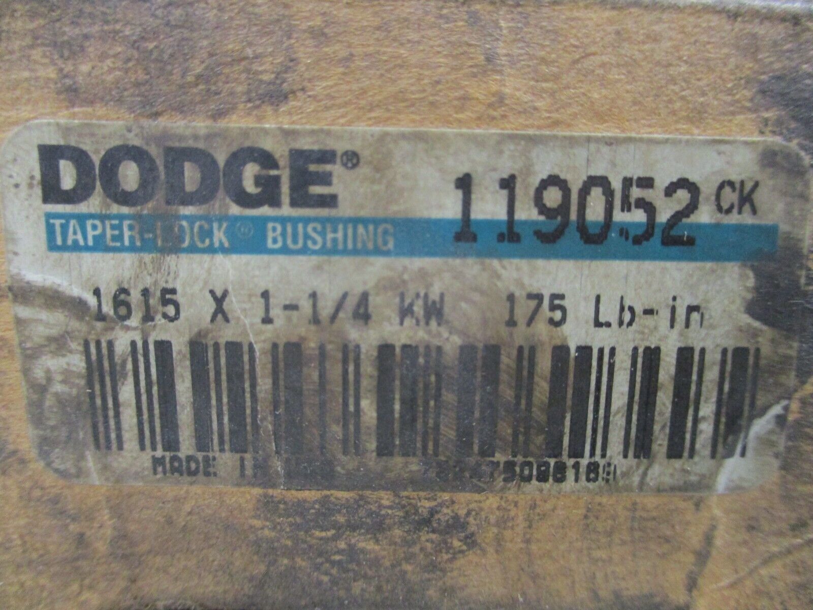 Dodge Taper-Lock Bushing 119052 1615 X 1-1/4 KW New Surplus