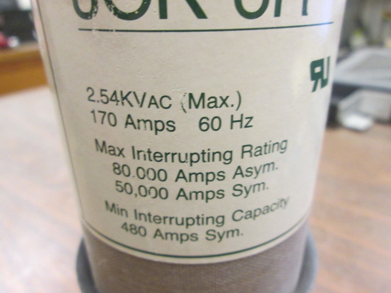 Buss Fuse JCK-6R 170A 2.54KV Used