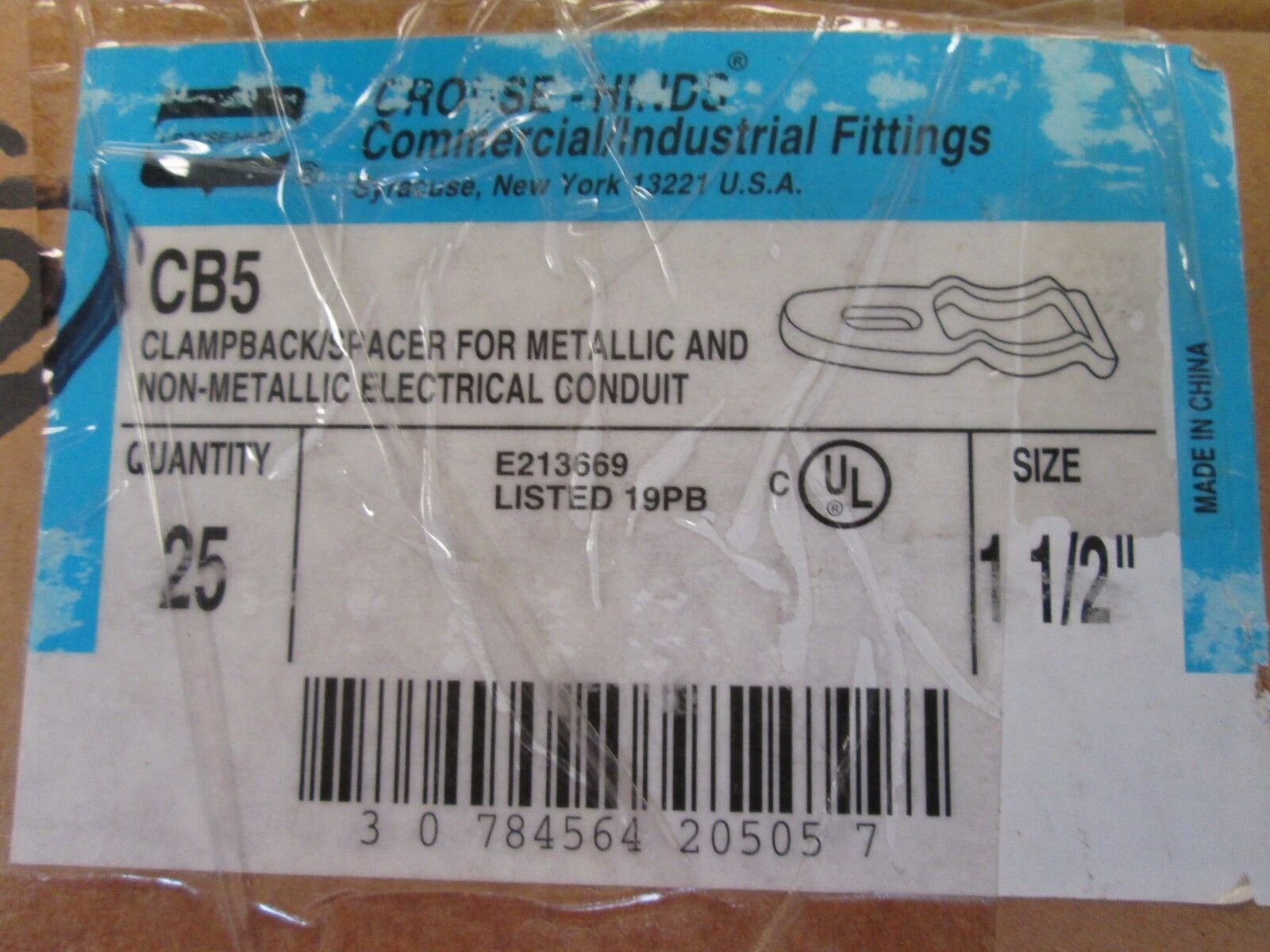 Crouse-Hinds Clampback CB5 Size 1-1/2" *Box of 24* New Surplus