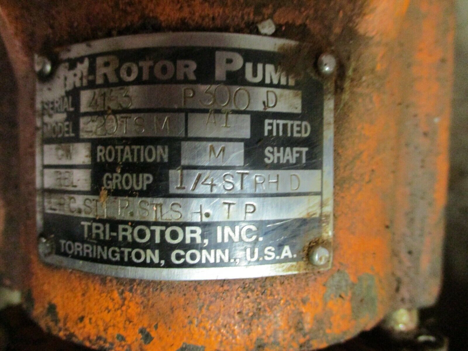 Tri-Rotor Solid Head Pump 220TSM 58-240GPM 125-520RPM 125PSI Used
