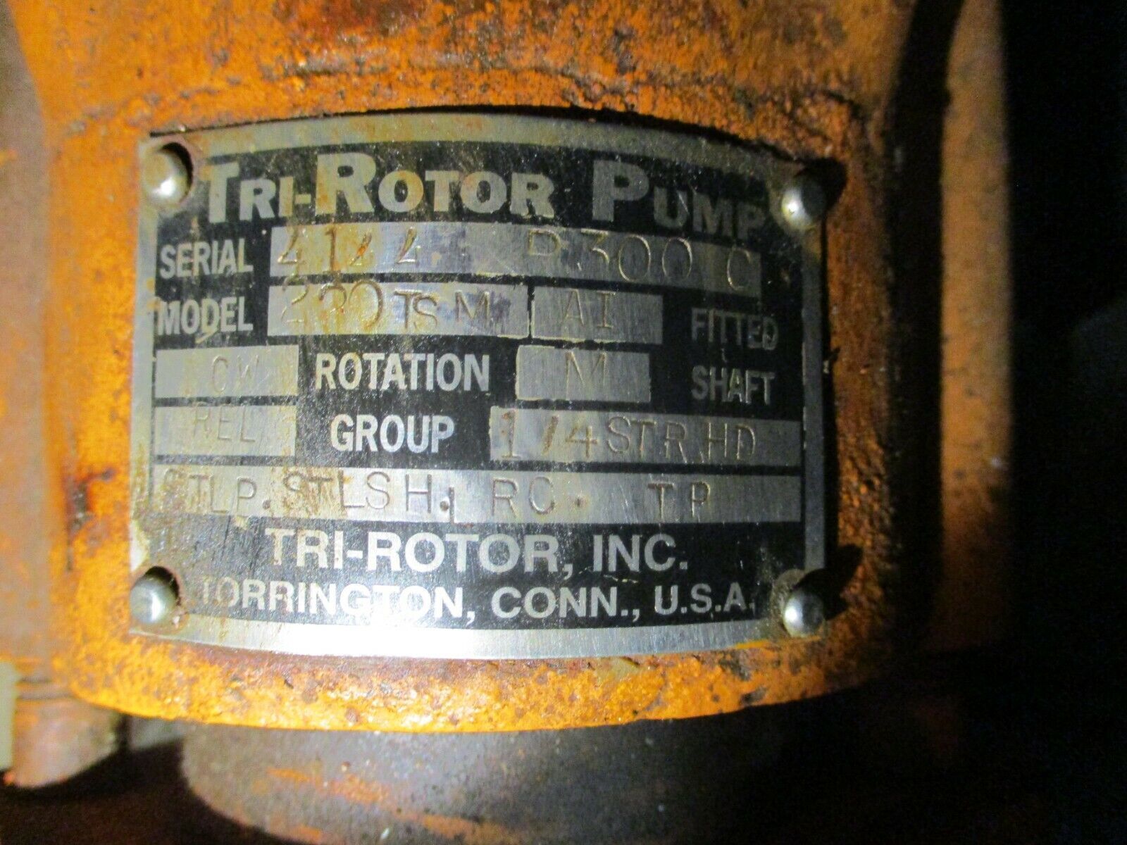 Tri-Rotor Solid Head Pump 220TSM 125-520RPM 58-240GPM 125PSI Used