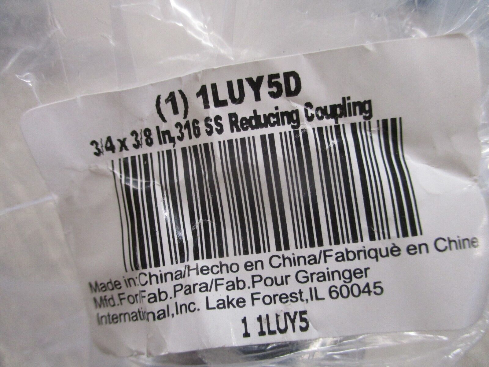 Grainger Stainless Steel Reducing Coupling 1LUY5D 316 SS *Lot of 2* New Surplus