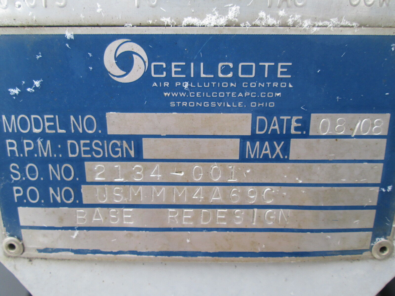 Ceilcote FRP Fume Exhauster V16407 105 36 FRP 100HP 1800RPM 36" Diam. Fan