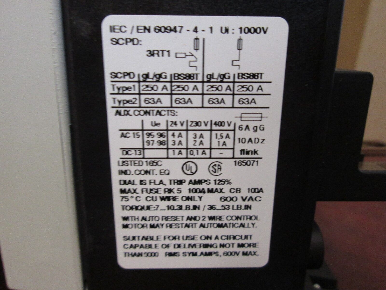 Siemens Solid State Overload 3RU1146-4DB0 Range: 18-25A New Surplus