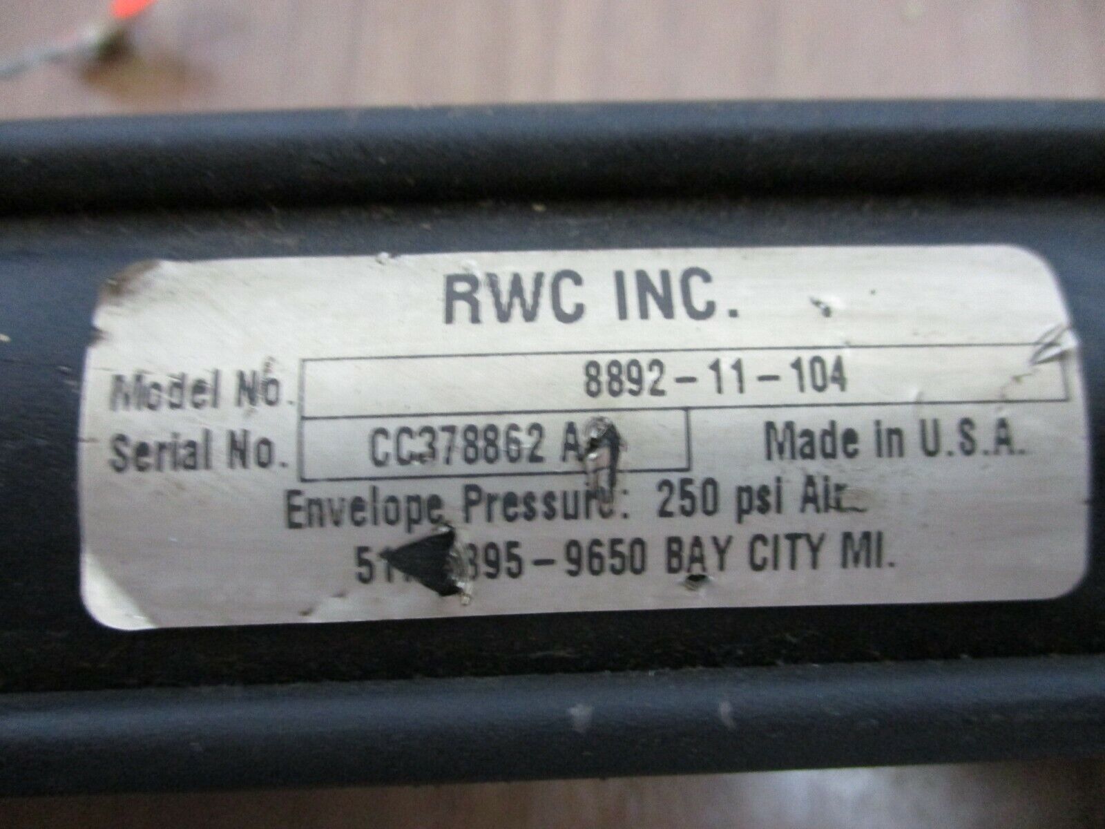 RWC Air Cylinder 8892-11-104 250 PSI Used
