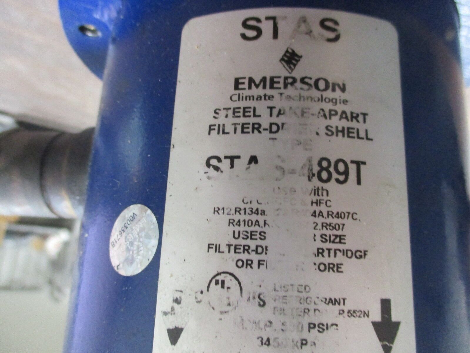 Emerson Steel Take-Apart Filter-Drier Shell STAS-489T Used