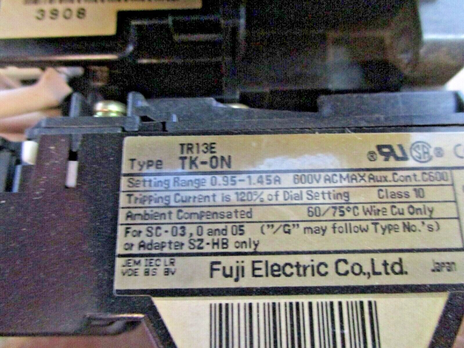 Fuji Electric Reversing Starter SC-0 / TK-0N 100-110V Coil Trip: 0.95-1.45A Used