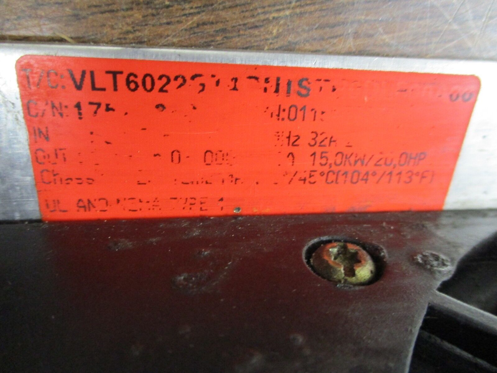 Danfoss VLT 6000 AC Drive 175Z7366 20HP 3P Used