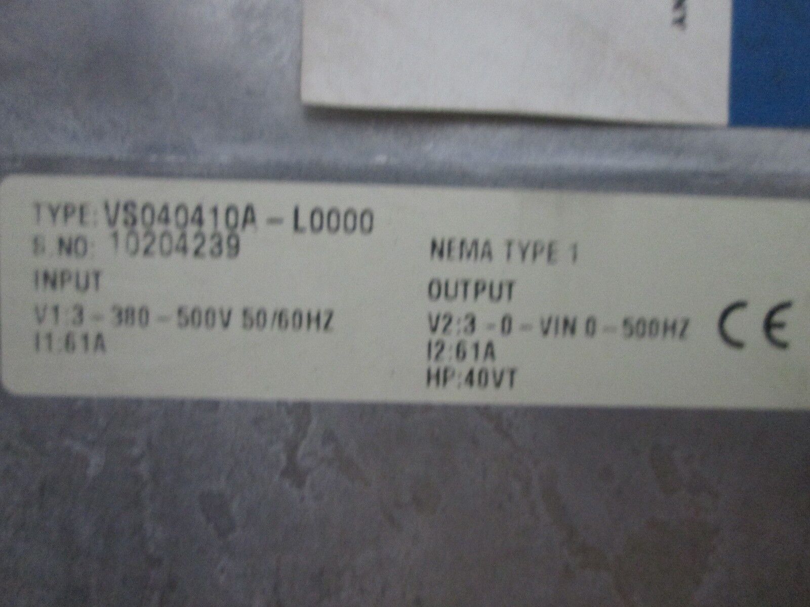 Johnson Controls VS Series AC Drive VS040410A-L0000 40HP 3Ph Used