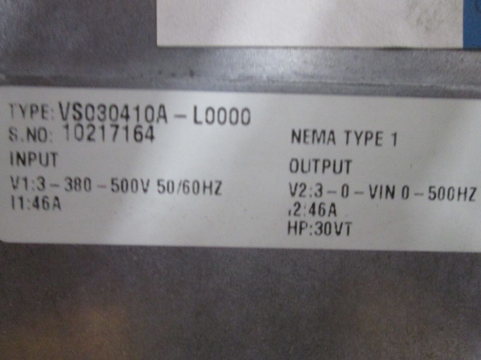 Johnson Controls VS Series AC Drive VS030410A-L0000 30HP 3Ph Used