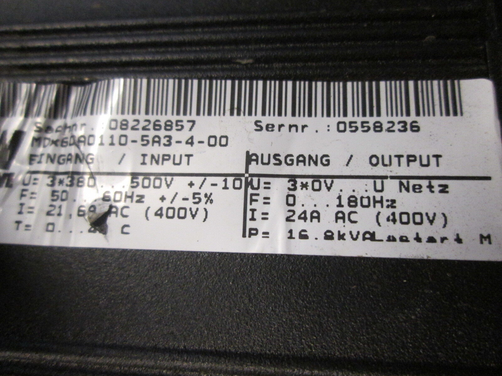 Sew-Eurodrive Movidrive MCS41A0110-5A3-4-00 Approx. 15HP Used