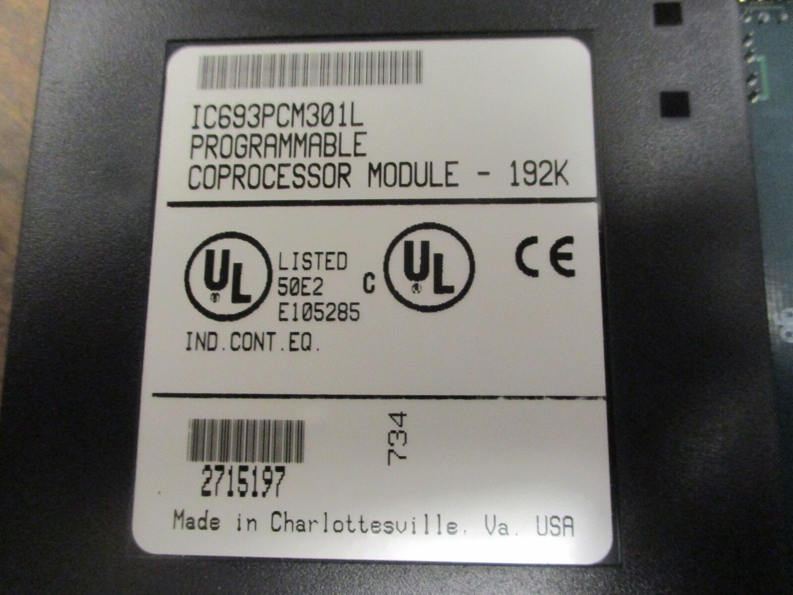 GE Fanuc Programmable Coprocessor Module IC693PCM301L 192K *No Cover* Used