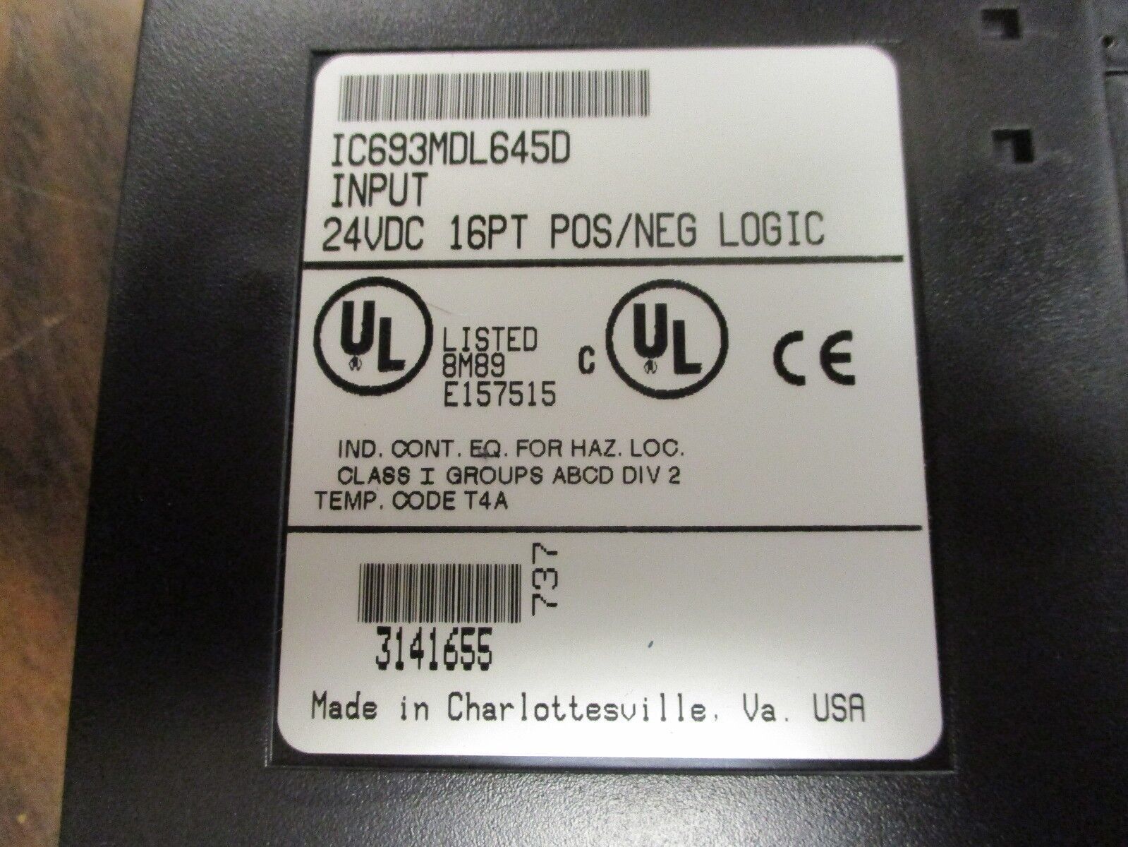 GE Fanuc Input Module IC693MDL645D 24VDC 16PT POS/NEG Logic Used
